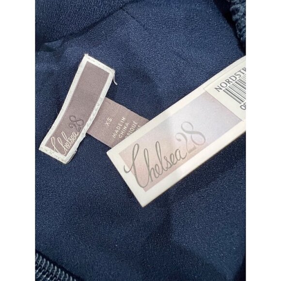 NWT Chelsea28 Size XS Tie Strap Lace Mix Dress Navy Sapphire MSRP $159 - Picture 11 of 14